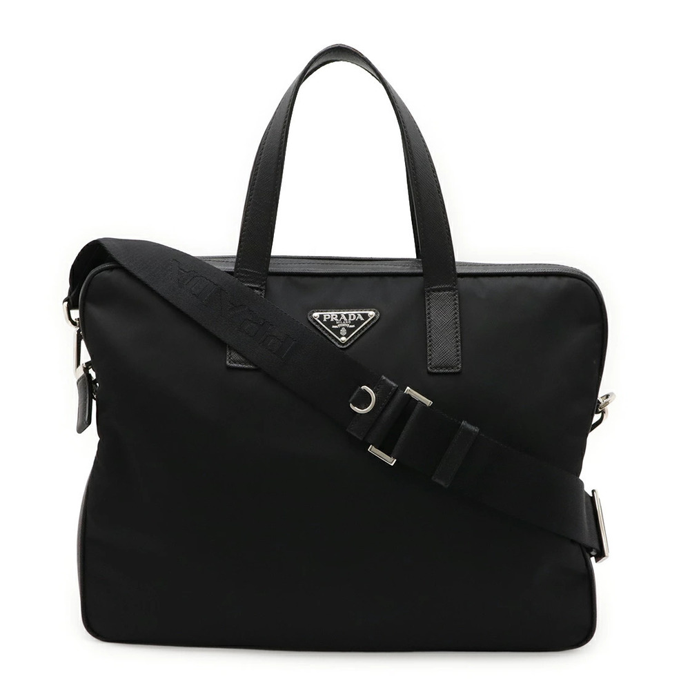 Prada Triangle Business Bag Briefcase Shoulder NERO Black